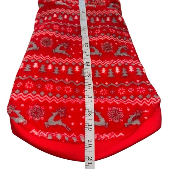 Boots & Barkley Red Fleece Dog Jacket L (9x21) Reindeer Snowflake Hooded - Picture 6 of 8